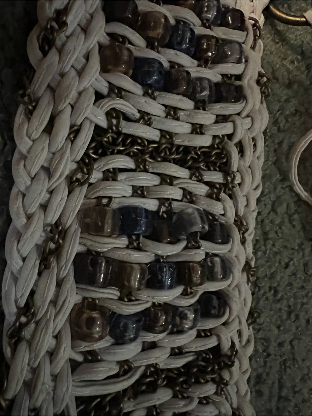 NWT Macrame Belt with Bronze Chain & Beads Details gorgeous